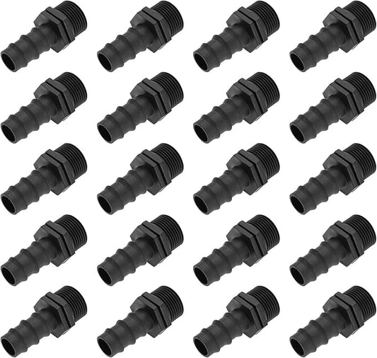 SING F LTD 20pcs 20mm to 3/4 Inch Couplings Irrigation Hose Connector Garden Hose Connector Kit Barb Connector for Drip Irrigation System Garden Pipe Fitting