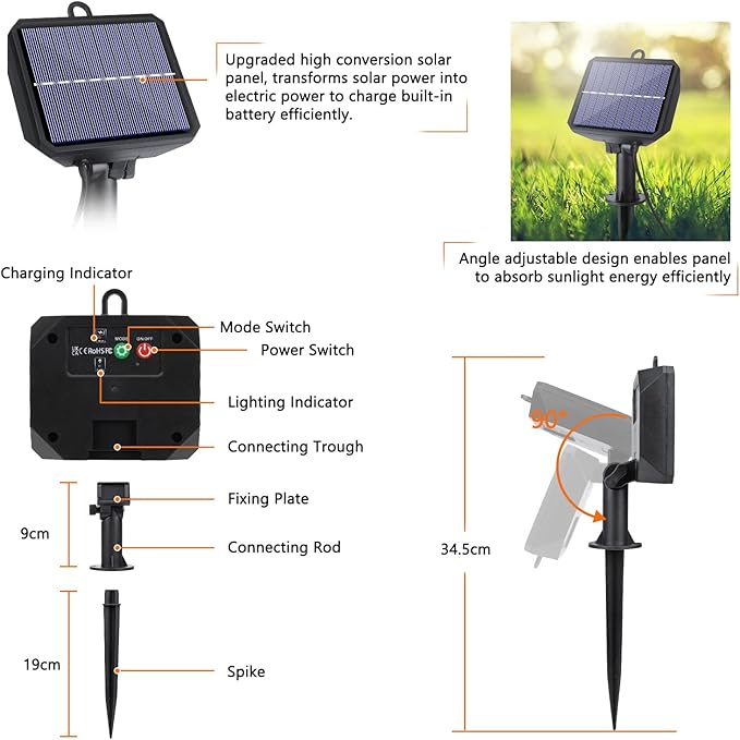 Toodour Solar Christmas Lights, 121ft 350 LED 8 Modes Solar String Lights, Waterproof Solar Outdoor Christmas Lights for Garden, Patio, Holiday, Party, Balcony, Christmas Decorations (Warm White)