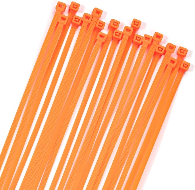 XINGO 100PCS Cable Zip Ties Heavy Duty, Premium Nylon Plastic Wire Ties with 50 Pounds Tensile Strength, Self-Locking Black Nylon Zip Ties for Indoor and Outdoor (6 inch, Orange)