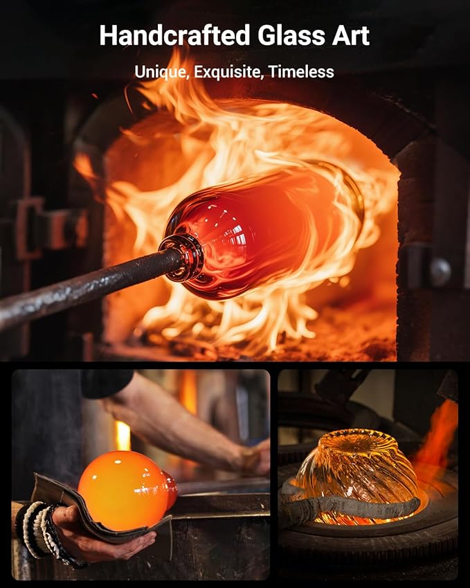 Solar Hummingbird Feeder - 49 fl.oz Hand Blown Glass Color Changing - 7 Feeding Ports with Perch - Never Leak - Perfect Hummingbird Feeder for Outdoors Hanging (Blue)