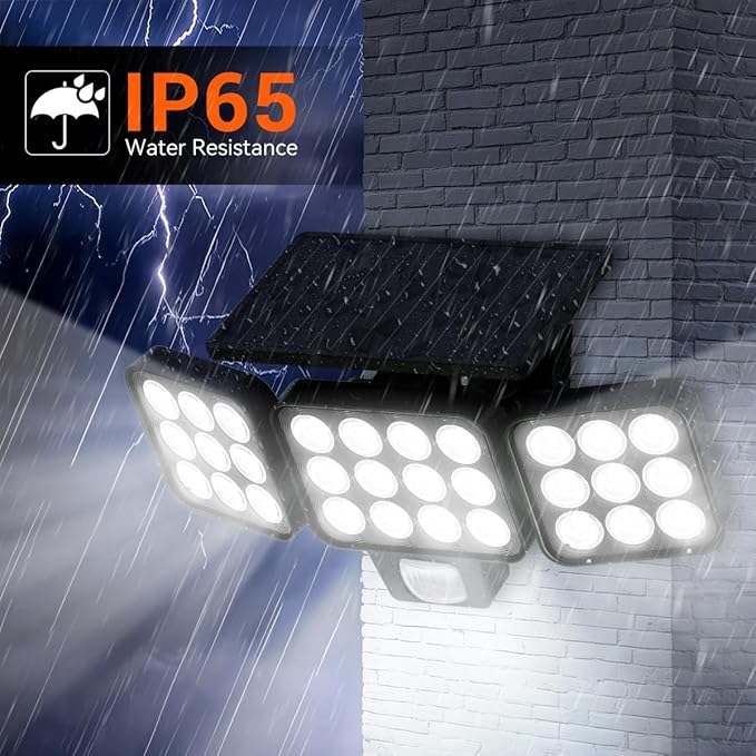 Solar Flood Light Outdoor 4 Pack, 3500LM Super Bright Motion Sensor Outdoor Lights, Solar Lights Outdoors Waterproof, Upgrade Glass Panel, 270° Wide Angle LED Security Spot Light for Outside Yard