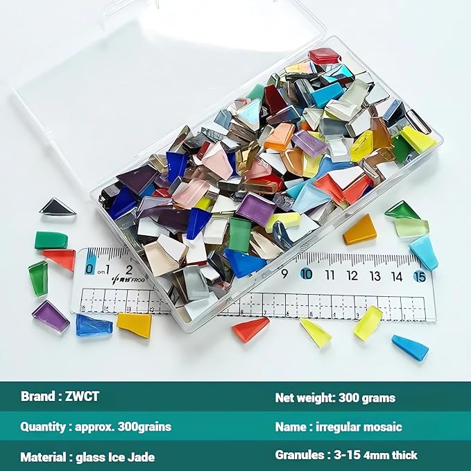 Red Yellow Mixed Irregular Mosaic Glass Mosaic Tiles Pieces, 300 Grams Mosaic DIY Set Adult Mosaic Set, Mosaic Crafts Mosaic Making Supplies