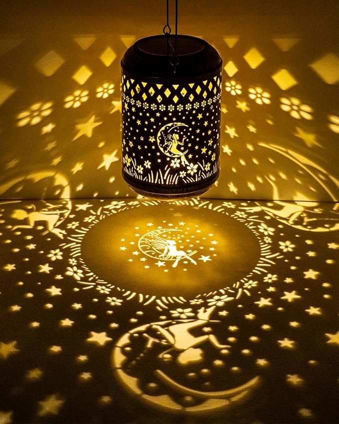 Solar Lanterns Outdoor Hanging Waterproof,2Pack Fairy Garden Decor Gifts for Women Mom, Solar Lights Metal Fall Decoration Outside for Yard, Patio,Garden,Backyard,Porch