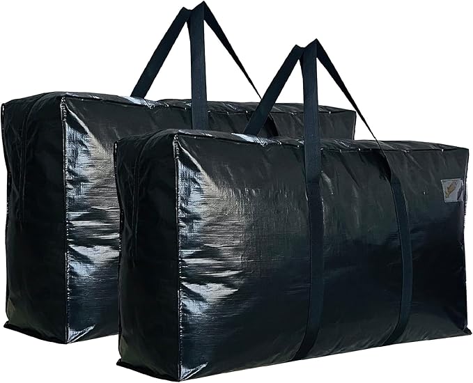 Extra Large Storage Bags, Jumbo Moving Tent Storage Bags, Foldable Big Black XXL Duffle Bag for Travel,Christmas Tree Bag, 42x23x13.5inch - 2PACK