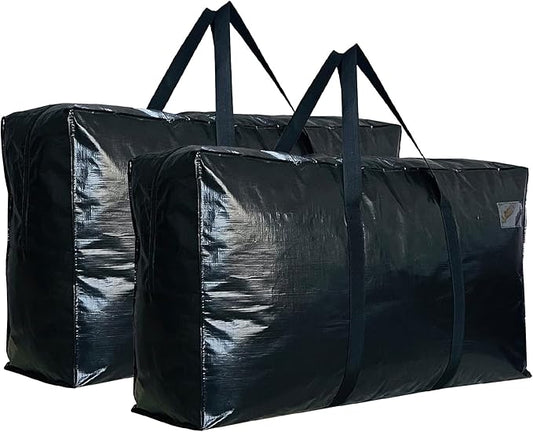 Extra Large Storage Bags, Jumbo Moving Tent Storage Bags, Foldable Big Black XXL Duffle Bag for Travel,Christmas Tree Bag, 42x23x13.5inch - 2PACK