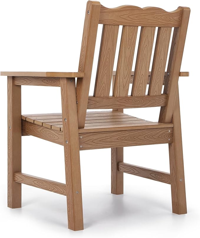 Stoog Patio Chair, All-Weather Outdoor Chairs with 400 lbs Weight Capacity, Looks Like Real Wood, for Patio, Deck, Pool and Backyard, Teak