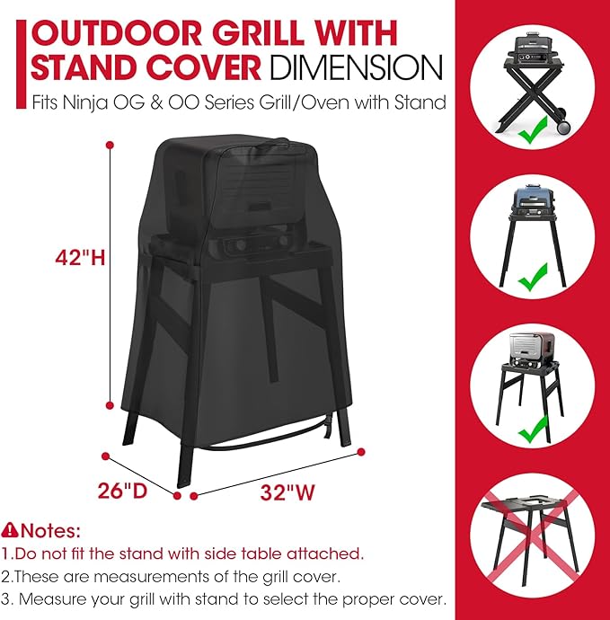 Unicook Grill Cover Compatible with Ninja Woodfire Grill OG700 OG800 OG900 OO100 Series on Outdoor Collapsible Stand or Adjustable Stand,Heavy Duty Waterproof BBQ Cover for Outdoor