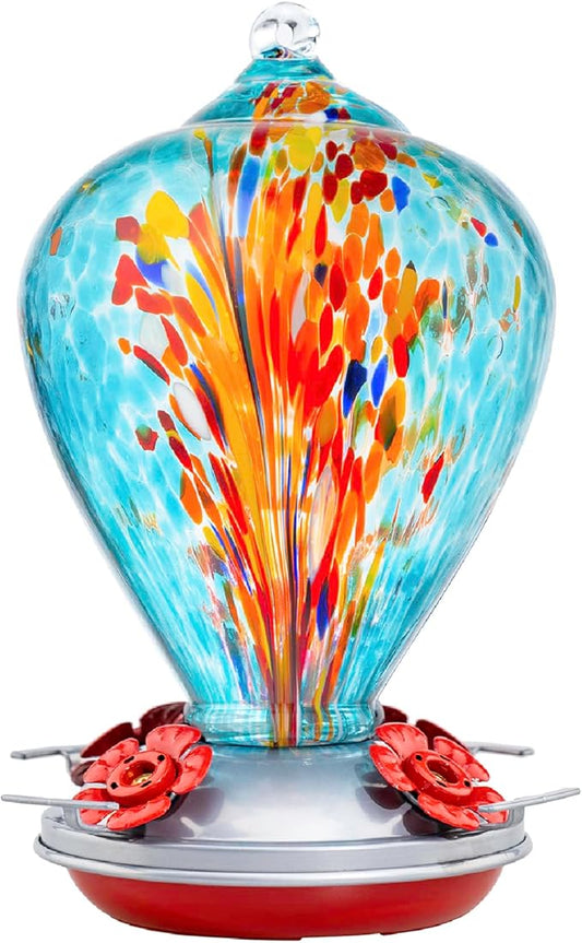 Muse Garden Hummingbird Feeders for Outdoors Hanging, Blown Glass Hummingbird Feeder Gifts for Women, Garden Decor Backyard Decor, Unique Gardening Gifts for Older Women, 34OZ, Comet