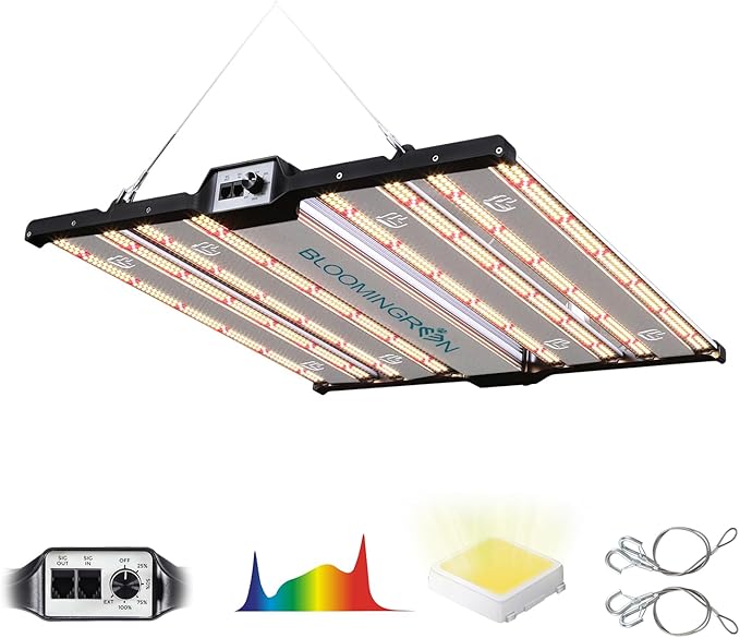 BLOOMINGREEN LED Plant Grow Lights Indoor 300W with Samsung LM301B Diodes LEDs,Commercial Full Spectrum Daisy Chain Dimmable Grow Lamp in Seedlings Vegetables Flowers 3x3/4x4ft Grow Tent Room