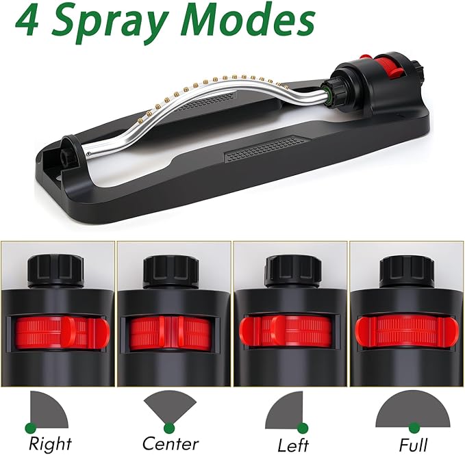Lawn Sprinkler,Garden Oscillating Sprinkler,17 Brass Nozzles,Heavy Weight Thick and Sturdy Plastics Base with Metal Blocks,Up to 3600 Square Feet,Stable and Durable.