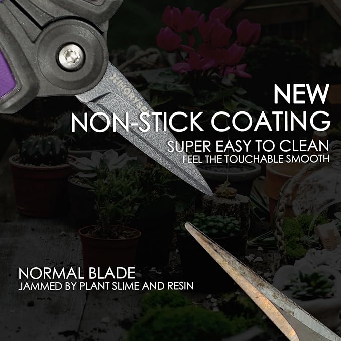 Non-stick Resin Resist Blade Micro-Tip Garden Snips 6" Fluorine Coating Garden Scissors Pruning Shear Precision Bud Trimming Hand Pruner Leaf Stem Sharp Snips Effort-saving 2 PACK