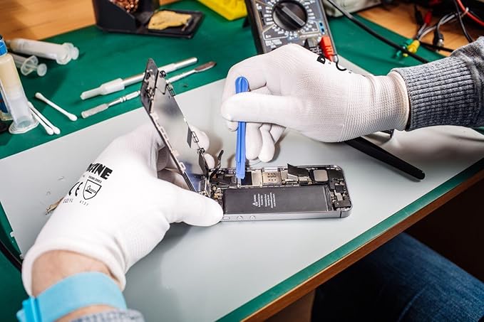 DULFINE Safety Work Gloves PU Coated-12 Pairs,White Seamless Knit Glove with Polyurethane Coated Smooth Grip on Palm & Fingers, for Men and Women, Ideal for General Duty Work (Small)