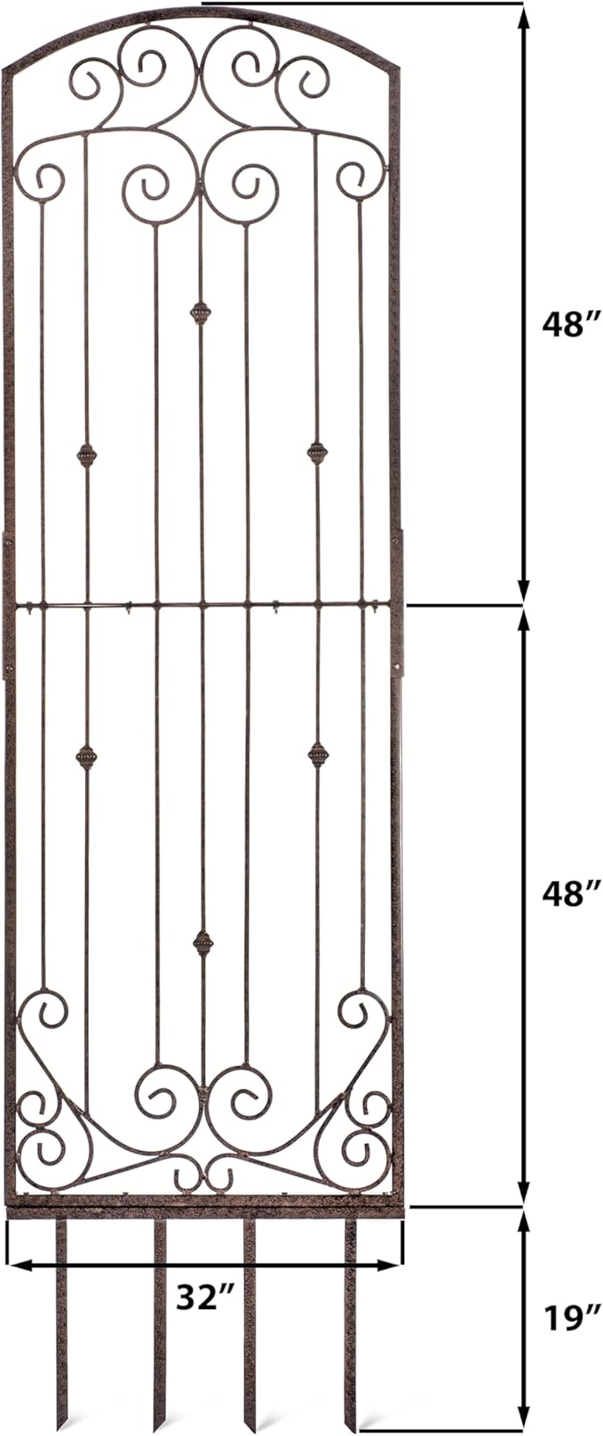 H Potter Garden Trellis for Climbing Plants Vertical Wrought Iron Panels Scroll Metal Wall Trellises Large Tall Arched Home Garden Outdoor 8 Foot Decorative Fence Privacy Screen Outdoors