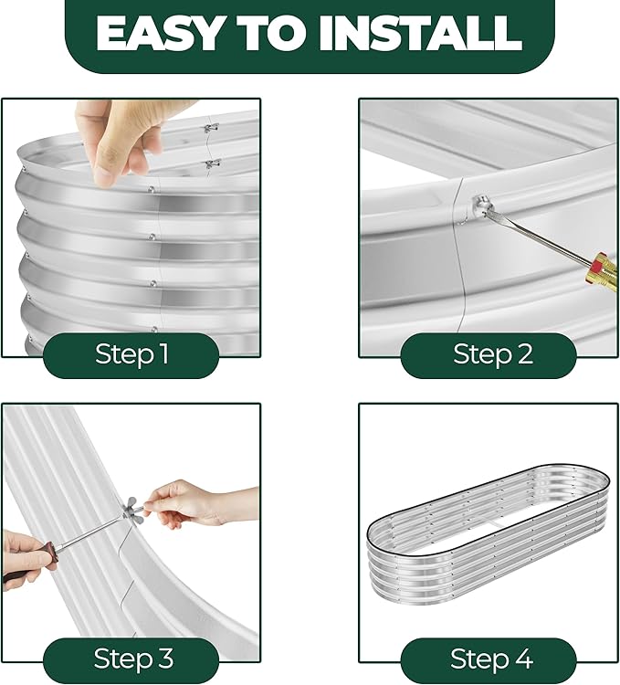 Utopia Home Galvanized Raised Garden Bed, 6 by 2 by 1 feet Lightweight Planter Boxes Outdoor with Easy Assembly, Large Garden Bed for Vegetables, Fruits, Flowers, Silver