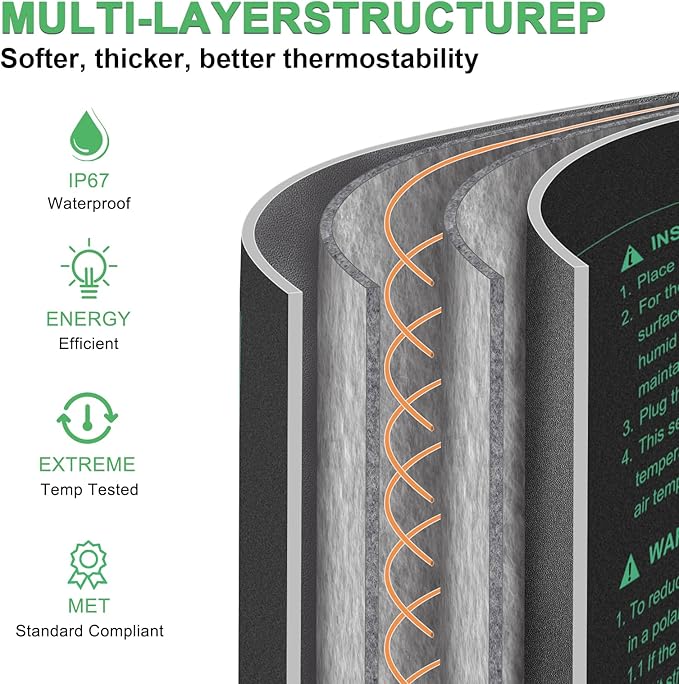 Seedling Heat Mat 8 Pack, 10" x 20.75" MET-Certified Warm Hydroponic Heating Pad, Waterproof Warm Hydroponic Plant Heating Mat for Germination, Greenhouse Grow Seed Starter