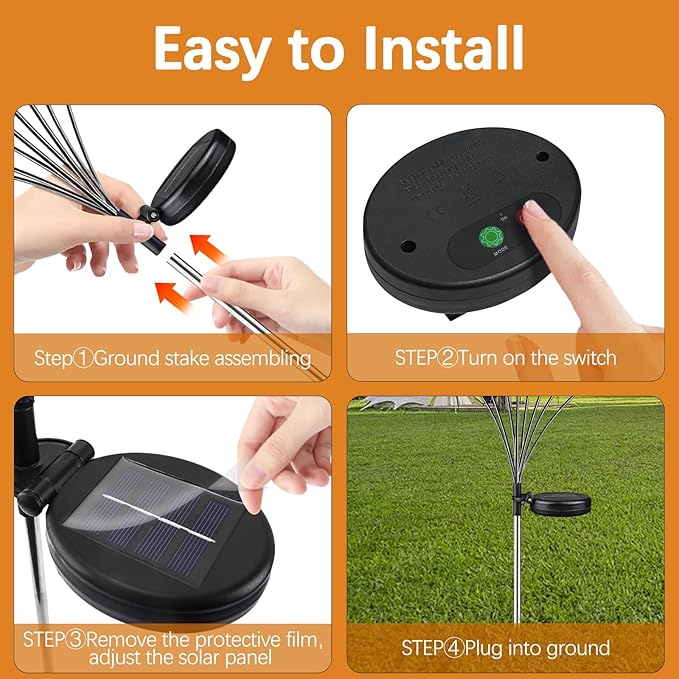 Warm-4Pack 32LED Firefly Warm Changing Lights,Garden Solar Lights Outdoor Decorative,Yard Waterproof Solar (Warm-4pcs)