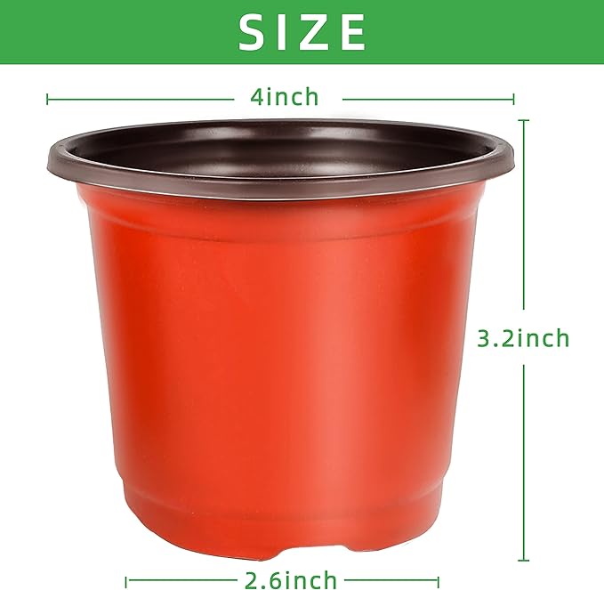 TDHDIKE Plastic Planter Nursery Pots 4" Small (50pcs Pots and 50pcs Labels) Seedlings Flower Pots Container Seed Starting Pots for Plants