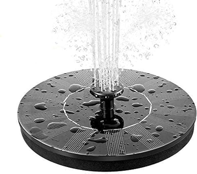 Solar Fountains,Solar Water Fountain,Solar Powered Bird Bath Fountain with 6 Nozzles - Free Standing Floating Solar Water Fountain for Bird Bath, Garden, Pond, Pool (Black-1W)