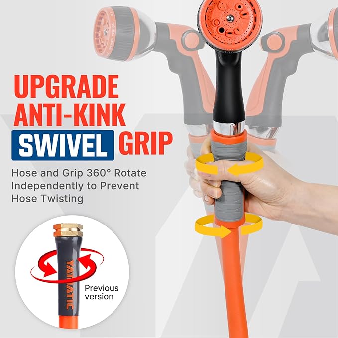 YAMATIC Heavy Duty Garden Hose 5/8 in x 40 ft with Swivel Fitting, Super Flexible Water Hose, All-weather, Lightweight, Burst 600 PSI