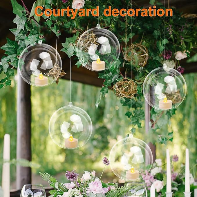 39 Pcs 4 Inch Clear Acrylic Fillable Balls, Christmas DIY Fillable Ornaments Balls, Acrylic Ornaments Ball for Christmas, Holidays, Weddings, Parties, and Home Decor