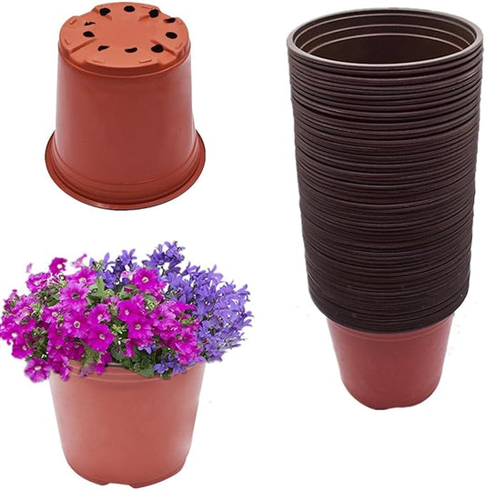 100 PCS 7 Inches Plastic Plant Nursery Pots, Reusable for Succulents, Seedlings, Cuttings, Transplanting,Seedlings Plastic Plant Pots with Drainage Holes