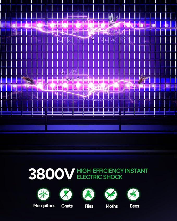 Buzbug LED Bug Zapper Indoor, 10 Years Lifespan Lamp Sustainable Less Power, Durable High-Voltage Electric Mosquito Zapper, Fly Trap Mosquito Trap, Fly Killer-MA015B (Khaki)