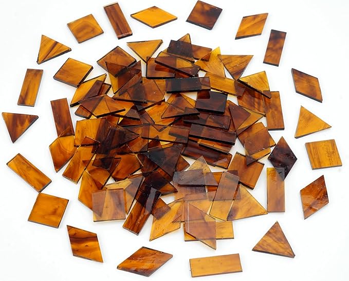 200g Transparent Mosaic Glass Tiles, Large Cathedral Stained Glass Tiles for DIY Mosaic Craft Supplies, 4 Shapes Mosaic Pieces for Home Decor, Autumn