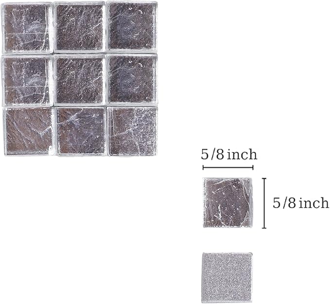 SMEIINIK 1.1lb Bulk Single Iridescent Color Mosaic Tiles for Crafts, Glass Pieces for Puzzles, Stained Glass Tiles for DIY, Making Supplies (MJ01-40)