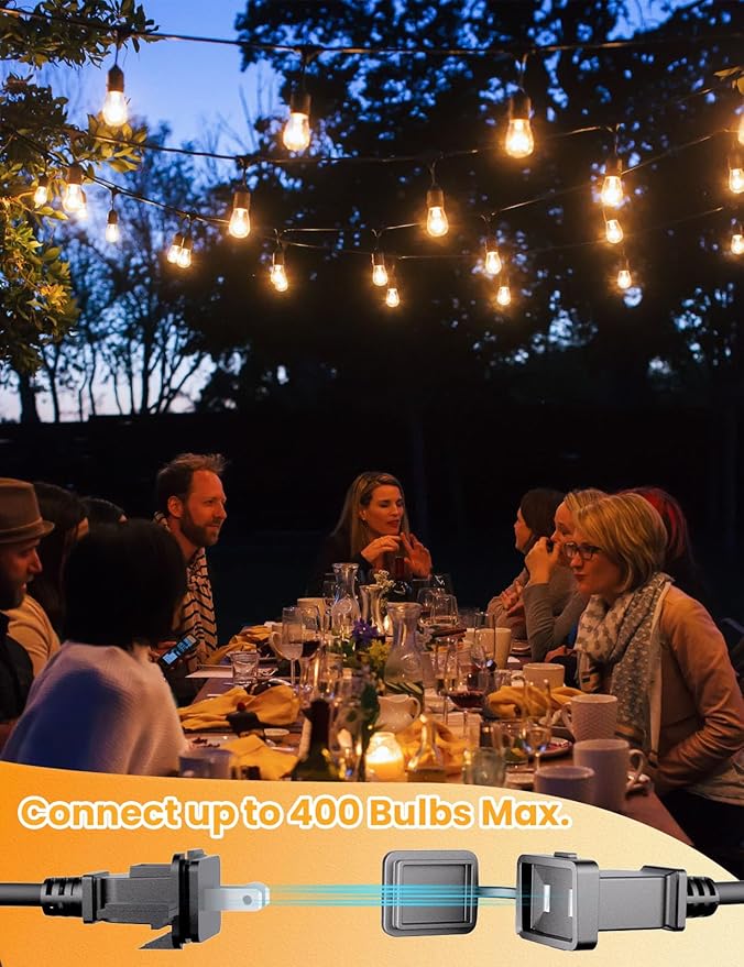 Svater Outdoor String Lights Led 105FT, Commercial Grade Patio Lights with 1W Dimmable S14 Shatterproof Bulbs, ETL Listed Heavy-Duty Outside Waterproof Cafe Bistro Market Lighting Warm White