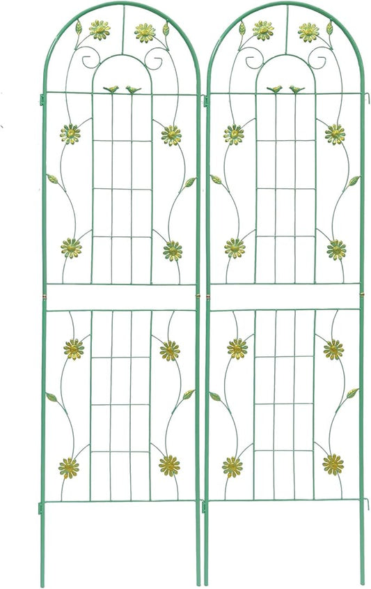 2 Pack Metal Garden Trellis 71" H Garden Fence Rustproof Trellis for Climbing Plants Support Roses Flower Outdoor Lawn, Green