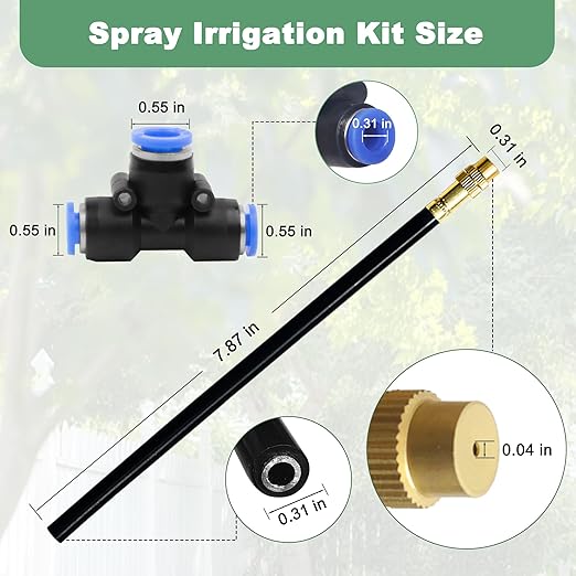 65.6Ft 360° Adjustable Drip Irrigation System Kit, Automatic Garden Watering System with 20 Copper Nozzles, Atomizing Misting Watering System with 360° Bending Dropper for Plant Lawn Patio