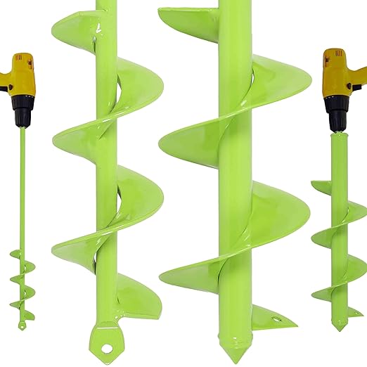 TCBWFY 2 Pack Garden Auger Drill Bit for Planting,3.5"x16" & 1.6"x16.5" Rapid Planter Bulb&Bedding Plant Auger,Earth Drill for 3/8" Hex Drive,Fence Post,Umbrella Hole Digger