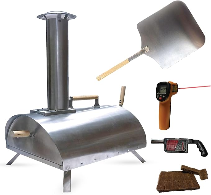 Outdoor Pellet Pizza Oven - Original Pellethead PoBoy Wood Fired Portable Grill with Peel, Blower, 13" Pizza Stone Accessories Kit