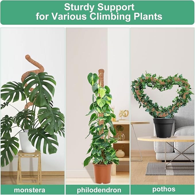 1 Pack Moss Pole, 40 Inch Monstera Plant Support, Moss Poles for Climbing Plants Indoor DIY, Coco Coir Plant Pole Moss Plant Stick Support Stake Kit for Potted Plants, Pothos, Philodendron