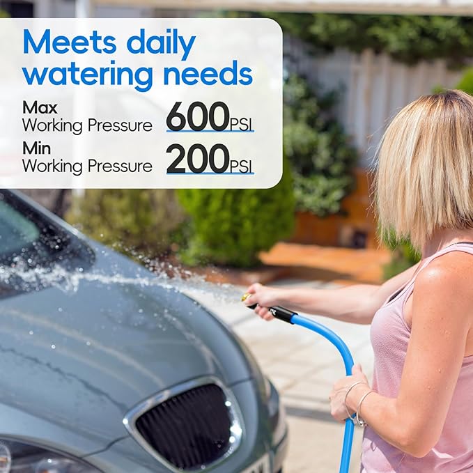 Hot/Cold Garden Water Hose 200 ftx 3/4 in, -50℉ To 190℉, Heavy Duty, Flexible, Burst 605 Psi, Lightweigh, Upgraded Rubber Pipe with 3/4" Brass Fittings For Backyard, Outdoor, Farm, Blue