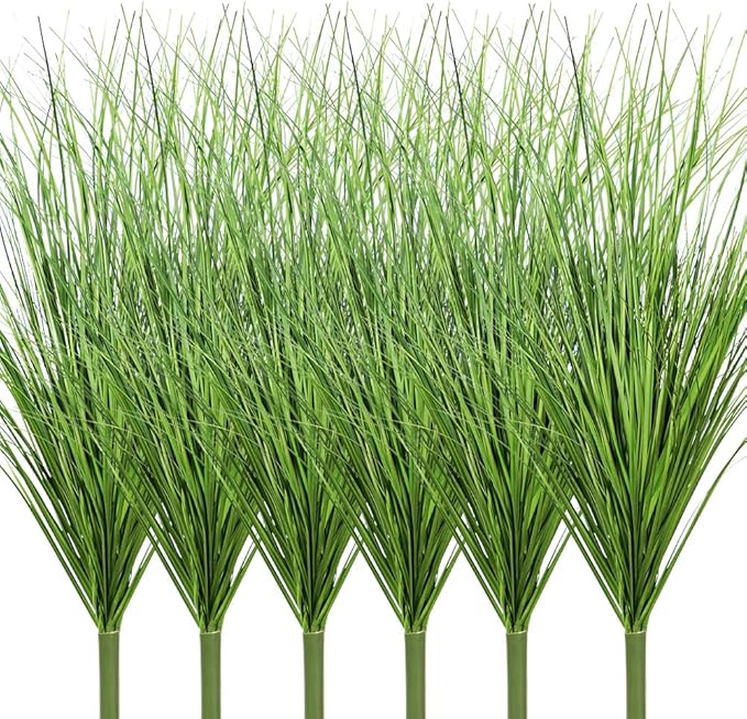 Melorca&Guilla Artificial Plants 6PCS 25.5“ Fake Tall Onion Grass,Faux Grass Plant,Artificial Greenery Shrubs Bushes for Garden Porch Window Box Shop Office Home Décor