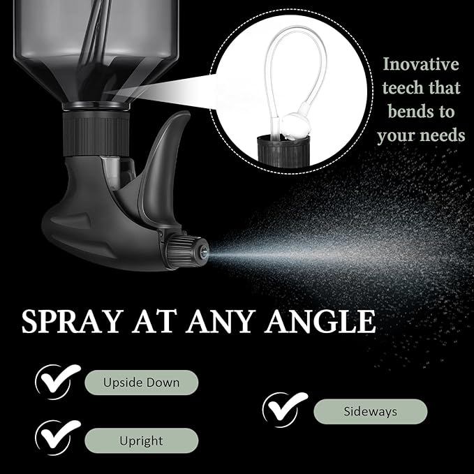 Baderke 2 PCS 360° Spray Bottle, 16 oz Upside Down Spray Bottles, Plastic Spray Bottles is Nice for Plants, Cleaning Solutions, Durable Nozzle w/Fine Mist and Stream Setting (Gray)