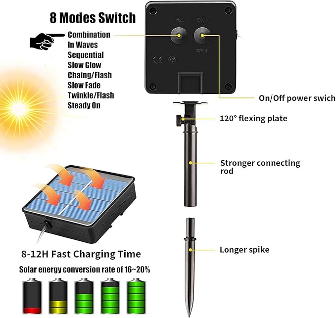 Solar Rope Lights 39FT IP65 Waterproof Outdoor Lights LED Copper Fairy String Tube Lights for Party Garden Yard Home Wedding Christmas Halloween Holiday Tree Decoration Lighting(Multi Color)