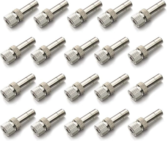 20pcs Brass Mister Nozzles, 6mm Misting Nozzles for Outdoor Cooling System, Landscaping, Air Humidification, Greenhouse Irrigation (without Filter, 0.02"/0.5mm Orifice)