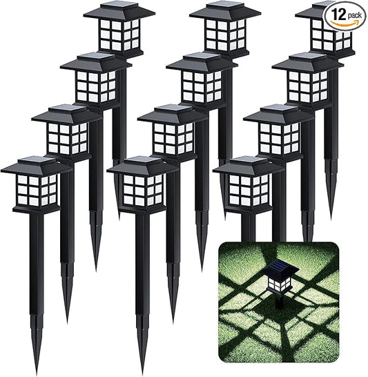 Solar Garden Outdoor Lights 12 Pack,Outdoor Landscape Lights Solar Waterproof Garden LED Lights for Pathway Patio Driveway Walkway Porch, Auto On/Off (Warm Light)