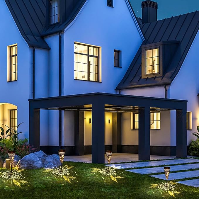 DIBIEECN 4 Pack Hummingbird Solar Pathway Lights Outdoor,Metal Garden Decorations Outdoor Lights with Patterns and Warm Light,Waterproof Landscape Lighting for Path Patio Backyard Walkway Yard