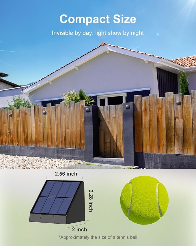 16 Pack Decorative Solar Powered Fence Lights Outdoor Waterproof with Cool White LED Spot Lens, for Outside Wall, Deck, Patio, Yard, Rail, Garage, Pool, Designed for Enhanced Security, Easy Install