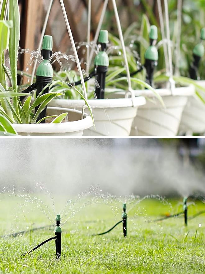 Kalolary 1/4 Inch Drip Irrigation Emitters, 20PCS Micro Spray Irrigation Drippers for 4/7mm Tube Adjustable 360 Degree Water Flow Sprinklers Garden Irrigation Sprayer for Potted Plants Watering System