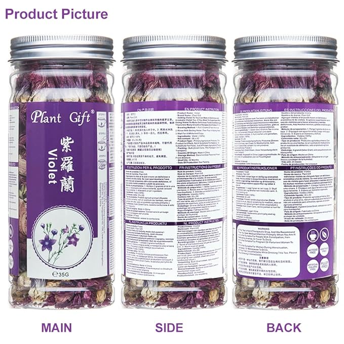 Plant Gift Violet Tea Organic Dried Loose tea, Food Coloring, Blossom Flower, chinese Purple, violet, Clitoria Ternatea 35g/1.23oz