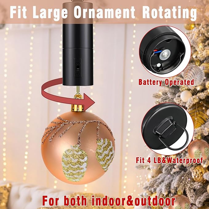 Therwen 6 Pcs Ornament Spinner Battery Operated Wind Spinner Motor Rotator Disco Ball Motor Outdoor Hanging Ornament for Halloween Mardi Gras Decoration, No Battery(Black)