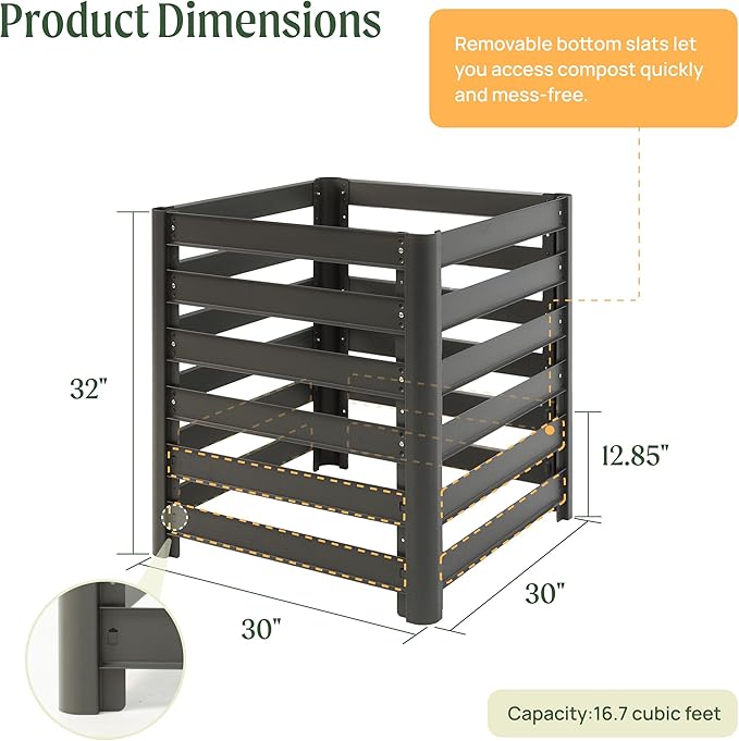 Vego Garden 32" Tall Modular Compost Bin 30" x 30" x 32"
