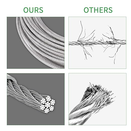 5/32" Wire Cable Rope Kit ，Vinyl Coated 304 Stainless Steel Wire – 100FT 7x7 Strand Cable with Turnbuckles，String Lights Hanging Kit for Outdoor, Garden,Patio, Crafts, Hanging Lights