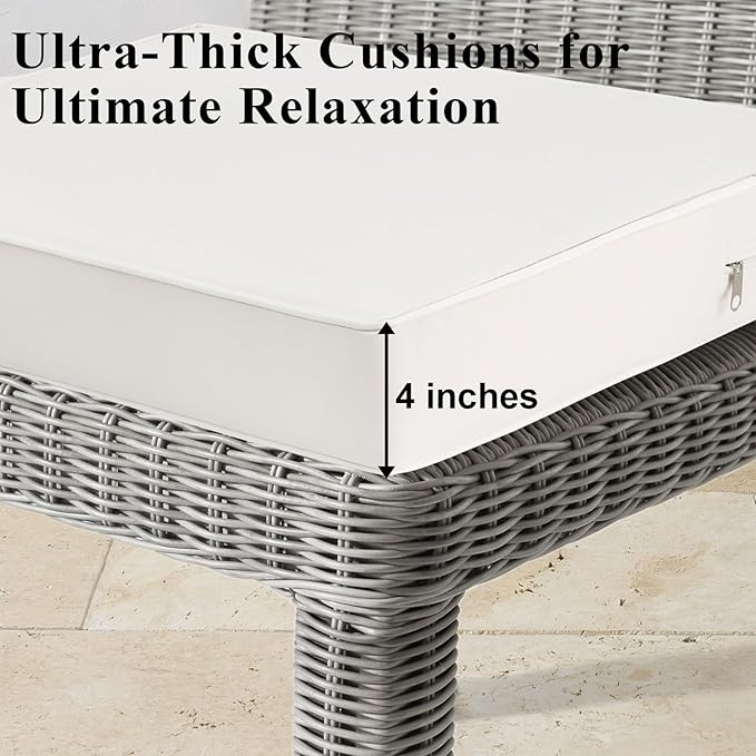 Outdoor Chair Cushions Set of 2 for Patio Furniture 24x24x4 Inch Waterproof Patio Chair Cushion 3 Year Color Fastness Square Elastic Foam Garden Sofa Couch Pads with Ties and Handle,Beige