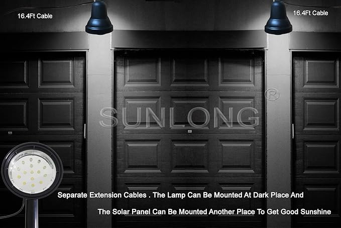 SUNLONG Solar Powered Spot Lights Outdoor Waterproof 2 in 1 Bright Solar SpotLights Power Adjustable for Flag Yard Flagpole Landscape Dusk to Dawn 2 x Spots White