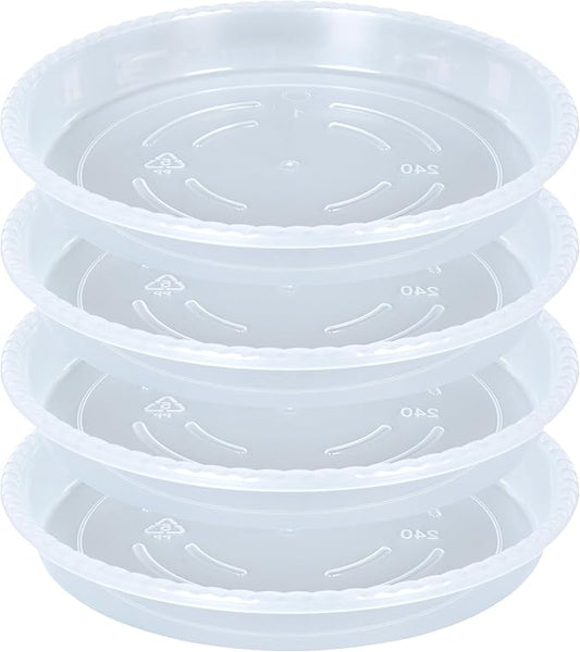 Plant Saucer 4 Pack of 16 inch, Clear Plastic Flower Plant Pot Saucer, Heavy Duty Plant Drip Trays Saucers for Indoor, Plant Water Tray for Planters